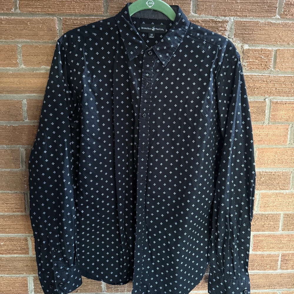 Beverly Hills Polo Club Dress Shirt - Men's Medium - Black